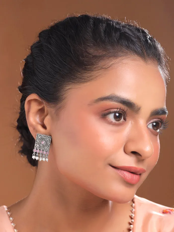 Yellow Chimes Silver Oxidised Earrings for Women Girls Traditional Oxidised Silver Stud Earrings Combo of 2 Pairs Monalisa Stone Studded Earrings Birthday Anniversary Gift for Wife Women Yellow Chimes Bracelets