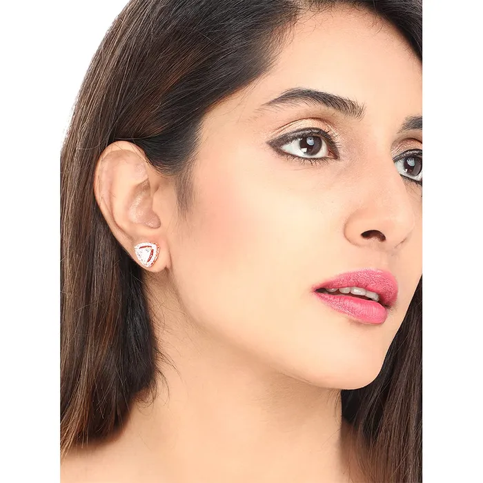 Yellow Chimes Stud Earrings for Women Classic ADAmerican Diamond Earrings Rose Gold Plated Combo of 2 Pairs Stud Earrings for Women and Girls Yellow Chimes Necklaces