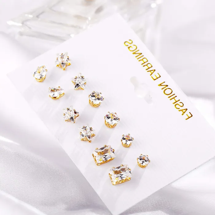 Yellow Chimes Stud Earrings for Women Combo of 6 Pairs Multiple Crystal Stud Earrings for Women and Girls Yellow Chimes Earrings