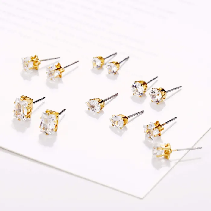 Yellow Chimes Stud Earrings for Women Combo of 6 Pairs Multiple Crystal Stud Earrings for Women and Girls Yellow Chimes Earrings