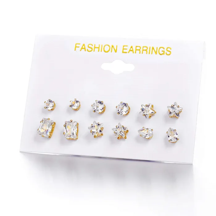 Yellow Chimes Stud Earrings for Women Combo of 6 Pairs Multiple Crystal Stud Earrings for Women and Girls Yellow Chimes Earrings