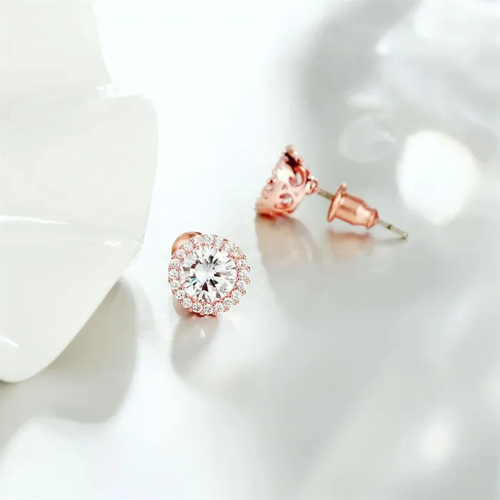 Yellow Chimes Stud Earrings for Women Crystals from Swarovski Moonlight Sparkling Rosegold Plated Stud Earrings for Women and Girls Yellow Chimes Earrings