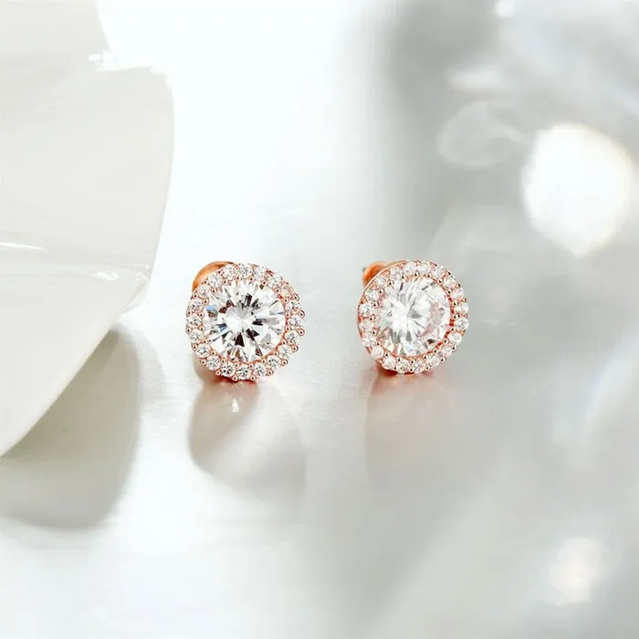 Yellow Chimes Stud Earrings for Women Crystals from Swarovski Moonlight Sparkling Rosegold Plated Stud Earrings for Women and Girls Yellow Chimes Earrings