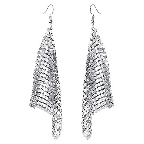 Yellow Chimes Tassel Earrings for Women Metallic Mesh Grid Sequins Silver Tassel Long Drop Earrings Women and Girls Yellow Chimes Earrings Yellow Chimes Tassel Earrings for Women Metallic Mesh Grid Sequins Silver Tassel Long Drop Earrings Women and Girls Yellow Chimes Earrings