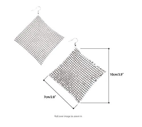 Yellow Chimes Tassel Earrings for Women Metallic Mesh Grid Sequins Silver Tassel Long Drop Earrings Women and Girls Yellow Chimes Earrings