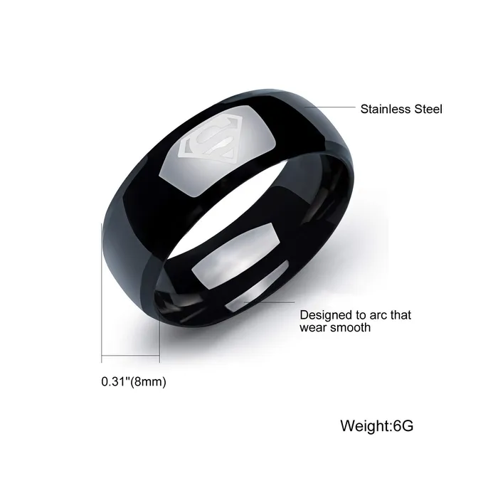 Yellow Chimes Titanium Superman Stylish Black Ring for Men and Boys US 10 YCFJRGSUP224510BK Yellow Chimes Necklaces