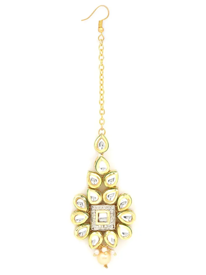 Yellow Chimes Traditional Gold Plated Kundan Studded Designer Ethnic Maang Tikka for Women and Girls Yellow Chimes Necklaces Yellow Chimes Traditional Gold Plated Kundan Studded Designer Ethnic Maang Tikka for Women and Girls Yellow Chimes Necklaces
