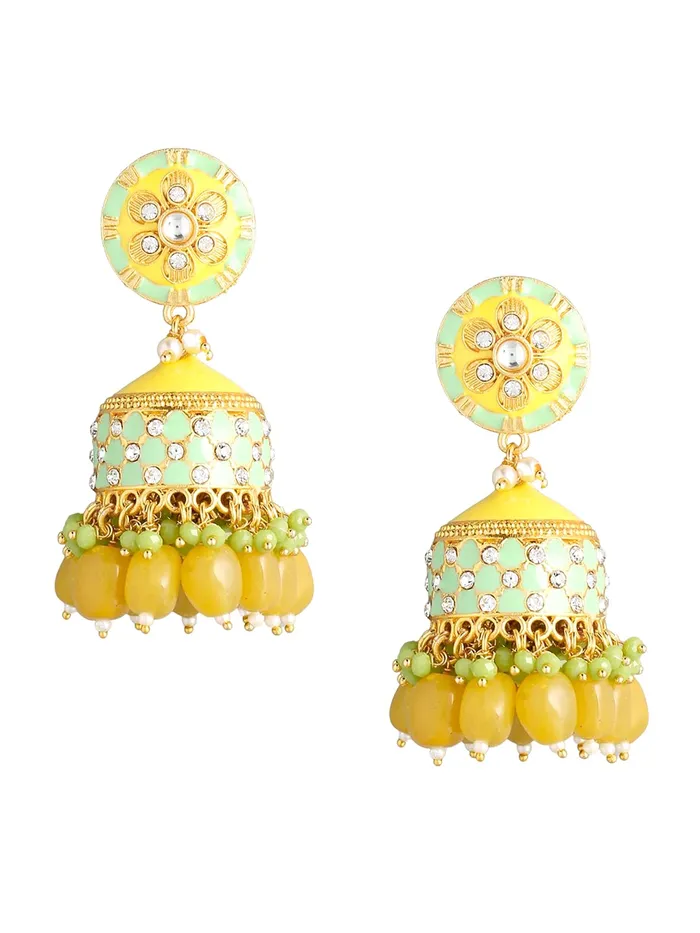 Yellow Chimes Traditional Gold Toned Yellow Floral Design Pearl Meenakari Jhumka Jhumki Earrings for Women and Girls Medium YCTJER92MNKJHKYL Yellow Chimes Earrings Yellow Chimes Traditional Gold Toned Yellow Floral Design Pearl Meenakari Jhumka Jhumki Earrings for Women and Girls Medium YCTJER92MNKJHKYL Yellow Chimes Earrings