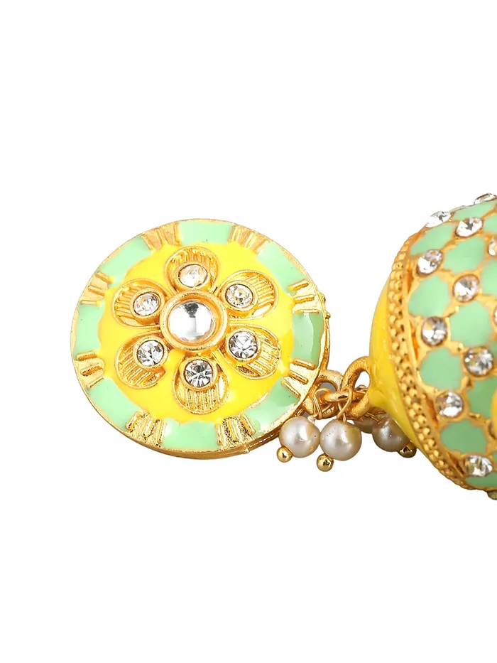Yellow Chimes Traditional Gold Toned Yellow Floral Design Pearl Meenakari Jhumka Jhumki Earrings for Women and Girls Medium YCTJER92MNKJHKYL Yellow Chimes Earrings