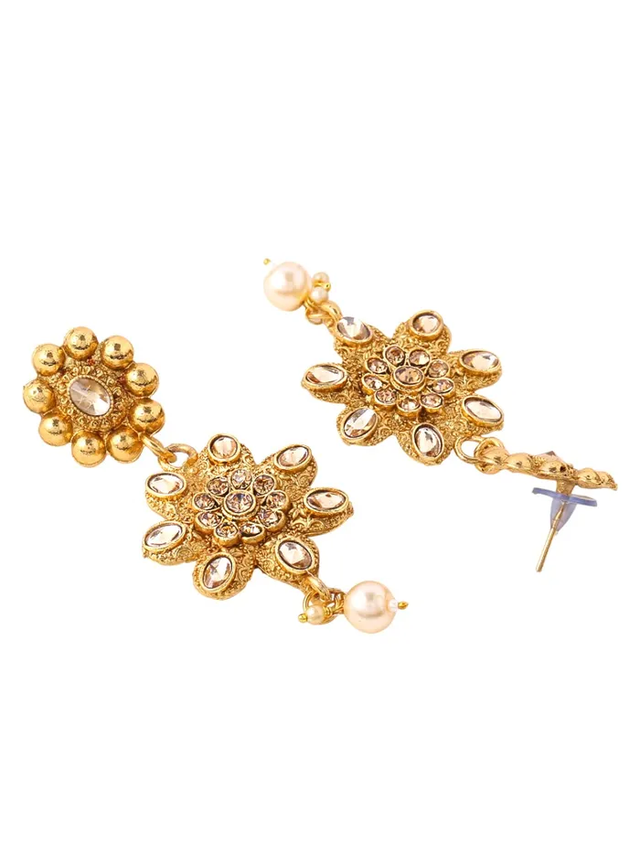 Yellow Chimes Traditional Jewellery Set for Women GoldPlated Kundan Floral Choker Necklace Set With Maangtikka For Women and Girls Yellow Chimes Earrings
