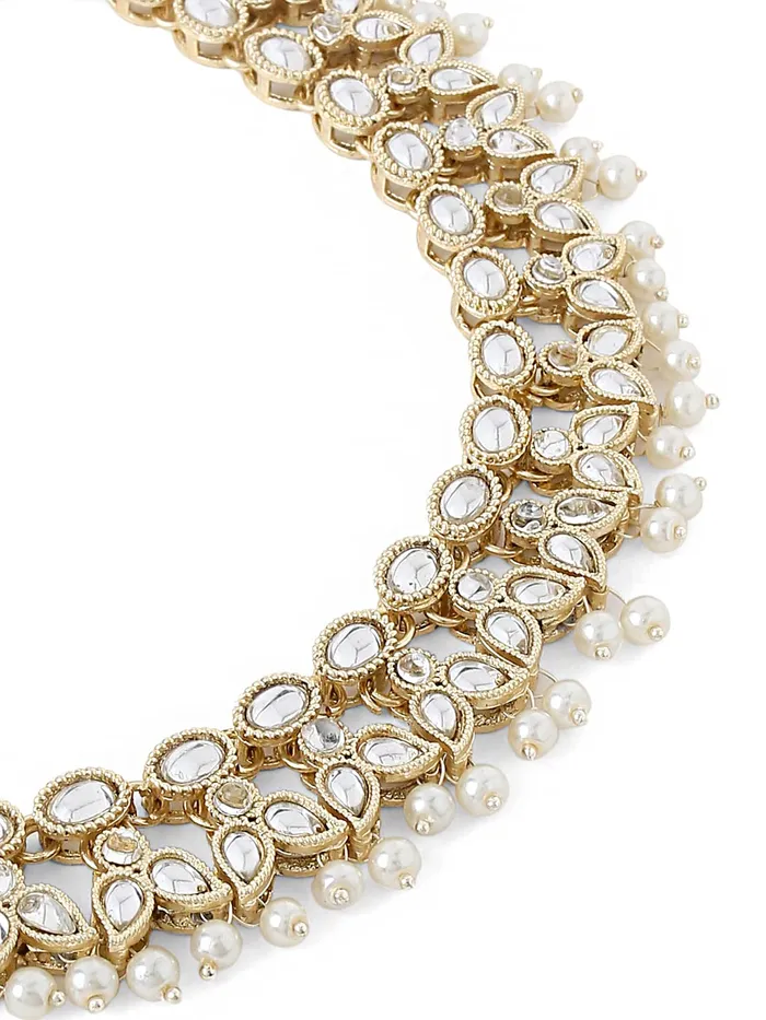 Yellow Chimes traditional necklace set for woman GoldPlated Kundan Choker Necklace Set Traditional KundanStudded Beaded Necklace Set For Women Girls Yellow Chimes Necklaces