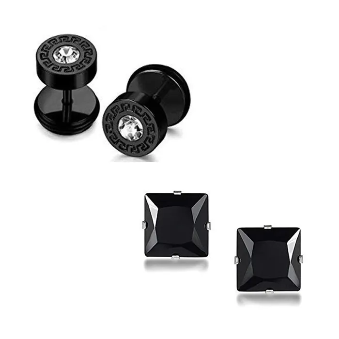 Yellow Chimes Trendy Combo of 2 Pairs Stainless Steel Black Crystal Stud Earrings Men and Women Yellow Chimes Bracelets Yellow Chimes Trendy Combo of 2 Pairs Stainless Steel Black Crystal Stud Earrings Men and Women Yellow Chimes Bracelets