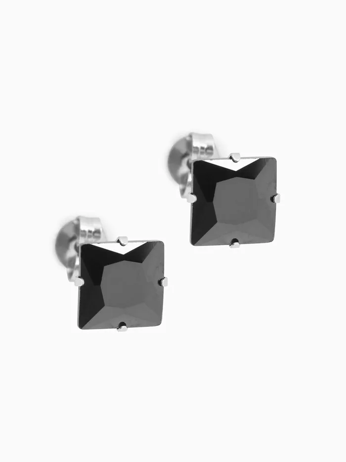 Yellow Chimes Trendy Combo of 2 Pairs Stainless Steel Black Crystal Stud Earrings Men and Women Yellow Chimes Bracelets