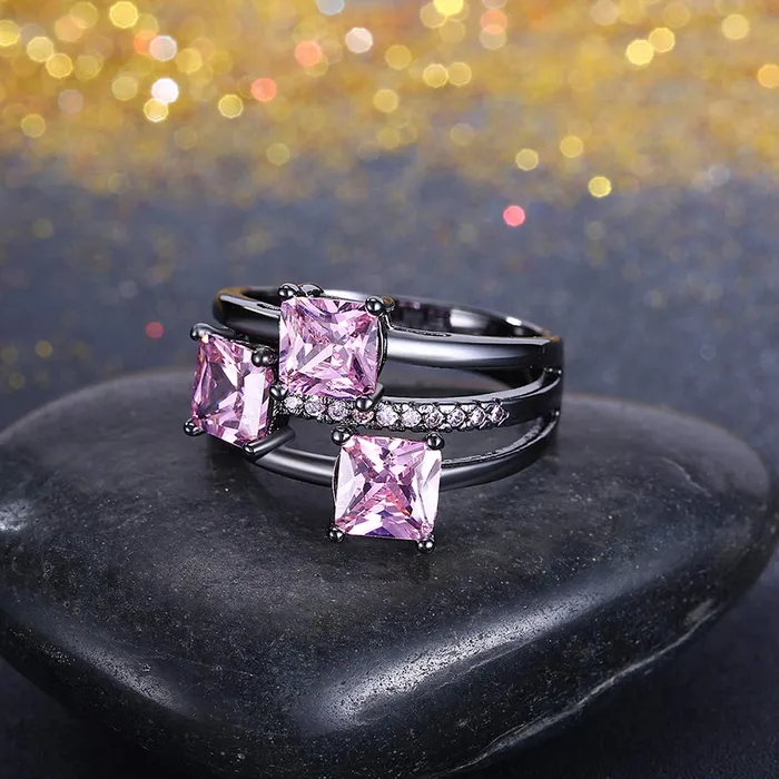 Yellow Chimes Tri Square Designer Ring for Women Girls Yellow Chimes Necklaces
