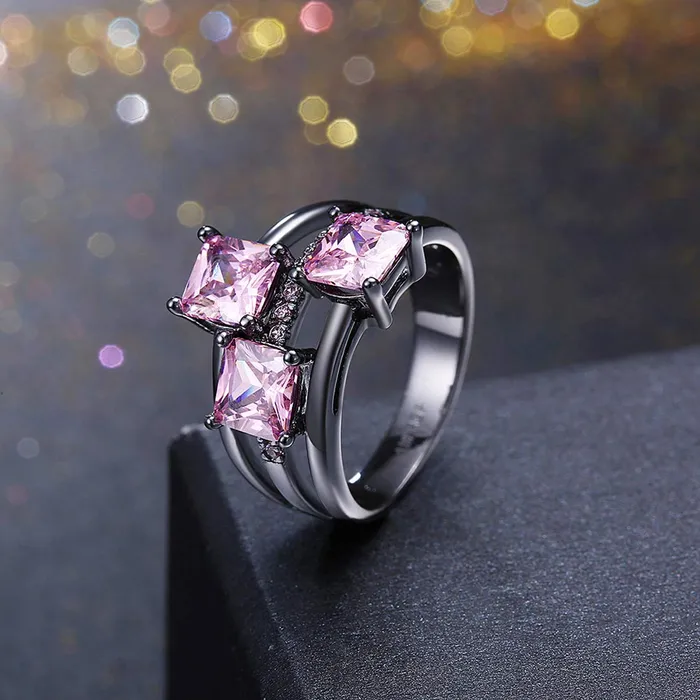 Yellow Chimes Tri Square Designer Ring for Women Girls Yellow Chimes Necklaces