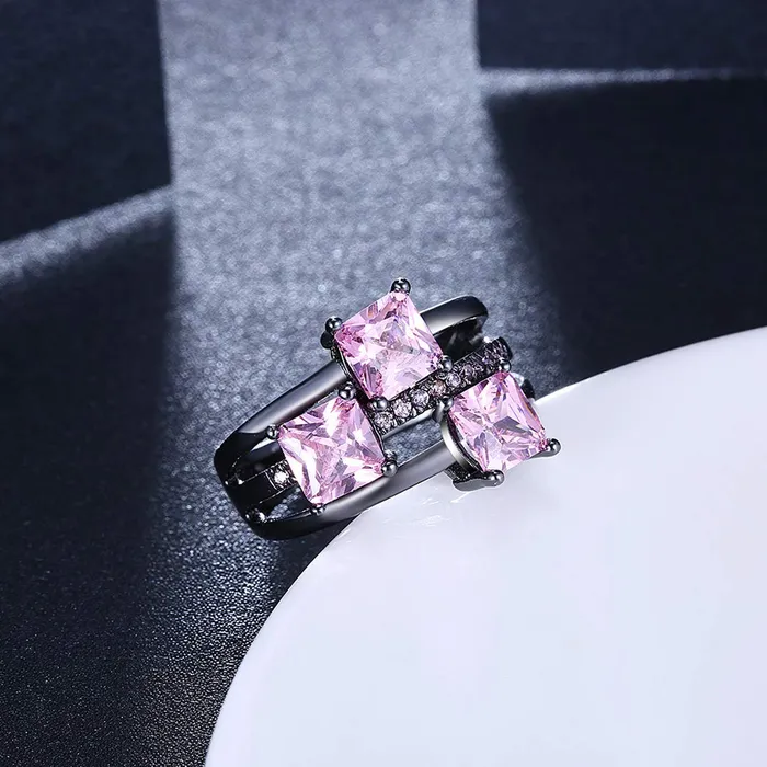 Yellow Chimes Tri Square Designer Ring for Women Girls Yellow Chimes Necklaces