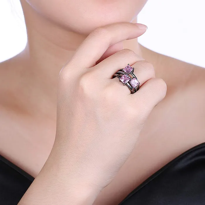Yellow Chimes Tri Square Designer Ring for Women Girls Yellow Chimes Necklaces