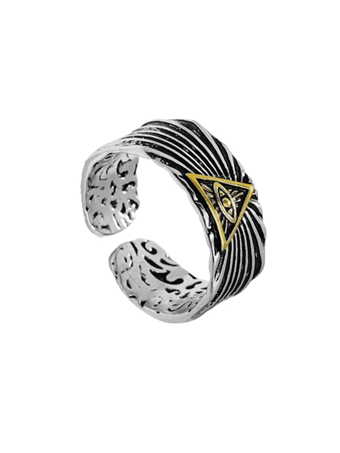 Yellow Chimes Vintage Eye of God Engraved Stainless Steel Band Ring Size 9 Black Necklaces Yellow Chimes Vintage Eye of God Engraved Stainless Steel Band Ring Size 9 Black Necklaces