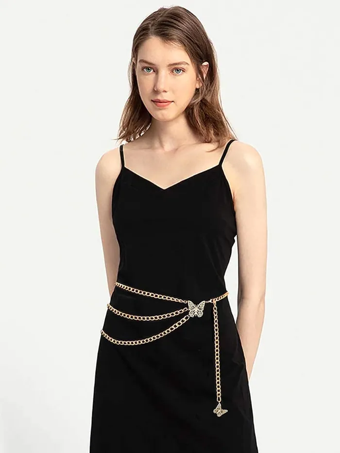 Yellow Chimes Waist Chain For Women Gold Plated Coin Designed Waist Chain for Women and Girls Yellow Chimes Earrings