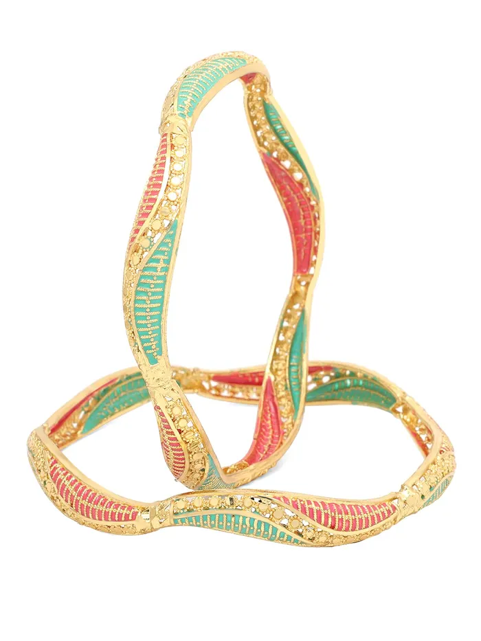 Yellow Chimes Yellow Chimes Bangles for Women Gold Toned Meenakari Touch Traditional Bangles for Women and Girls Earrings Yellow Chimes Yellow Chimes Bangles for Women Gold Toned Meenakari Touch Traditional Bangles for Women and Girls Earrings