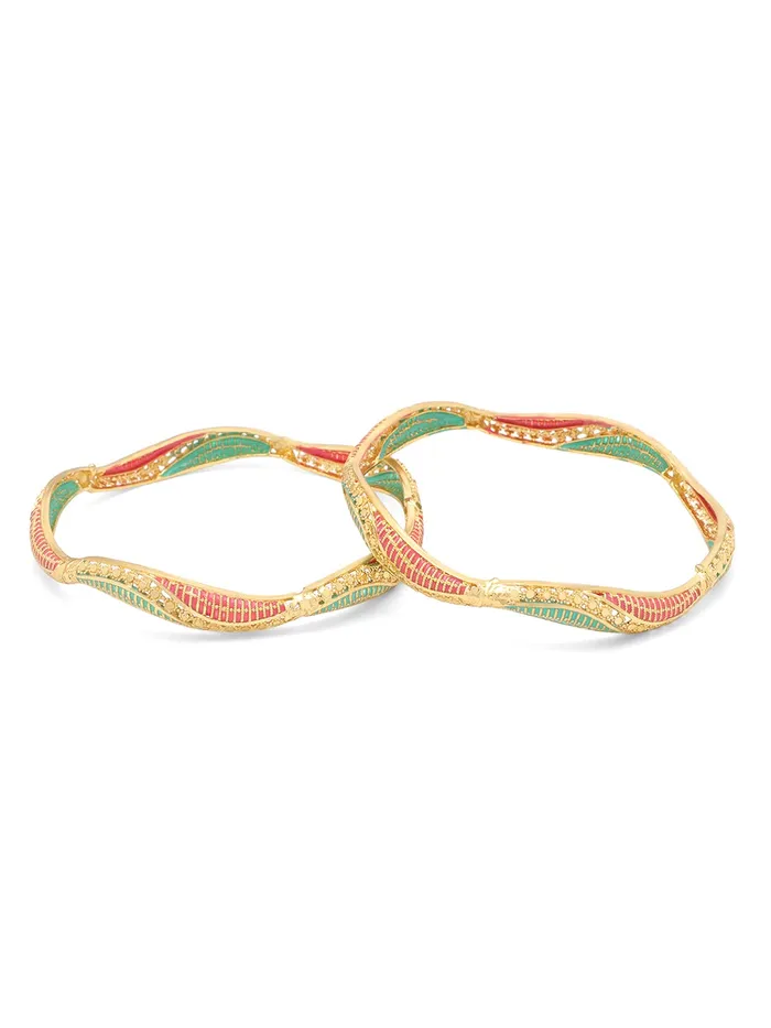 Yellow Chimes Yellow Chimes Bangles for Women Gold Toned Meenakari Touch Traditional Bangles for Women and Girls Earrings