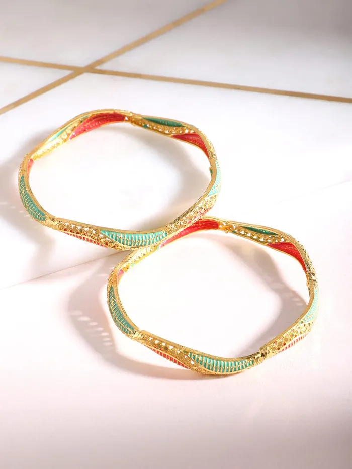 Yellow Chimes Yellow Chimes Bangles for Women Gold Toned Meenakari Touch Traditional Bangles for Women and Girls Earrings