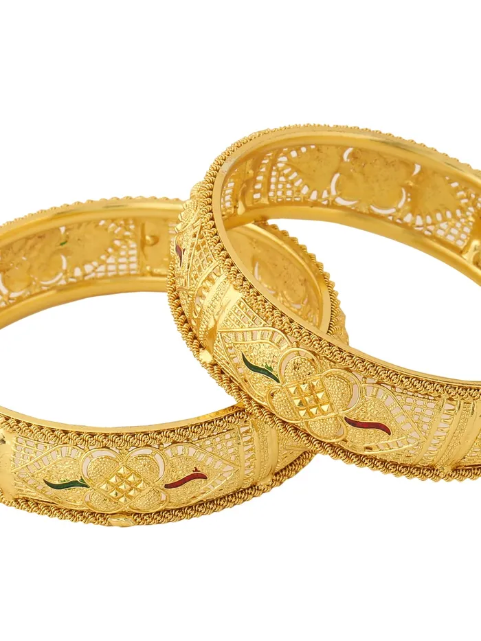 Yellow Chimes Yellow Chimes Bangles for Women Gold Toned Traditional Designed Meenakari Touch Bangles for Women and Girls Earrings