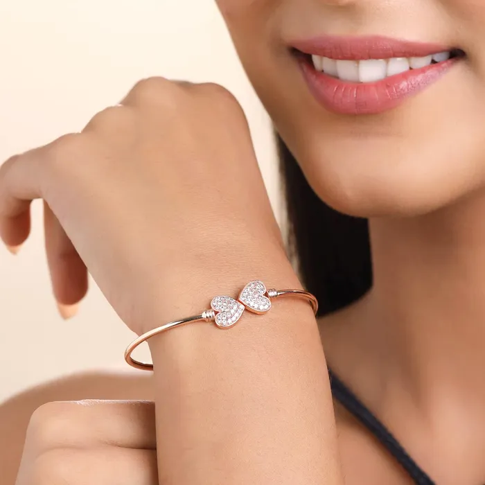 Yellow Chimes Yellow Chimes Bracelet for Women and Girls Crystal Bracelets for Girls Rose Gold Plated Heart Designed Crystal Bracelet Birthday Gifts For Women Valentine Gift for Girls Rings