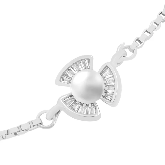 Yellow Chimes Yellow Chimes Bracelet for Women Girls Fashion White Pearl Bracelets for Women Silver Plated Floral Chain Bracelet Birthday Gift For Girls Women Anniversary Gift for Wife Earrings