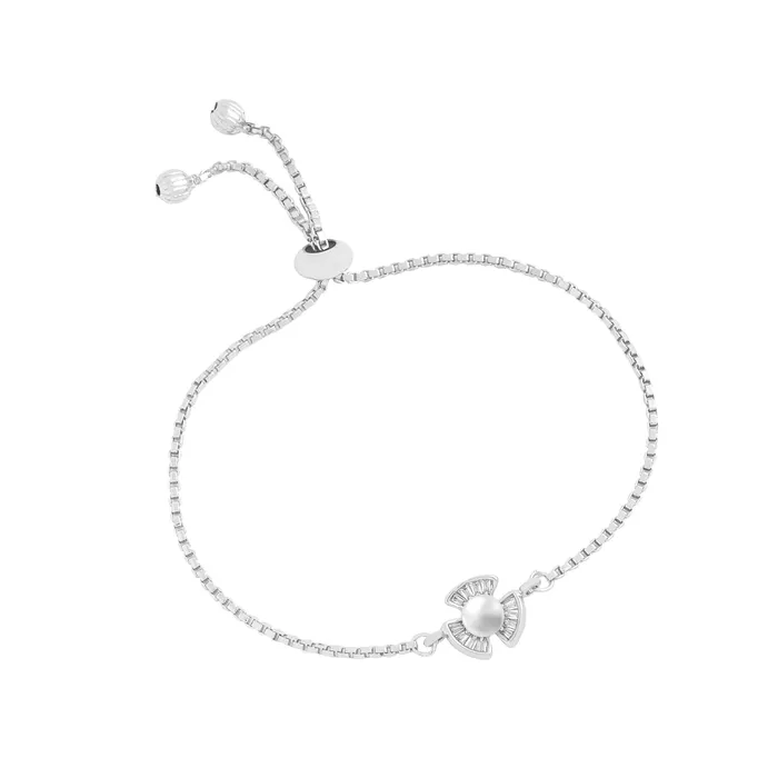 Yellow Chimes Yellow Chimes Bracelet for Women Girls Fashion White Pearl Bracelets for Women Silver Plated Floral Chain Bracelet Birthday Gift For Girls Women Anniversary Gift for Wife Earrings