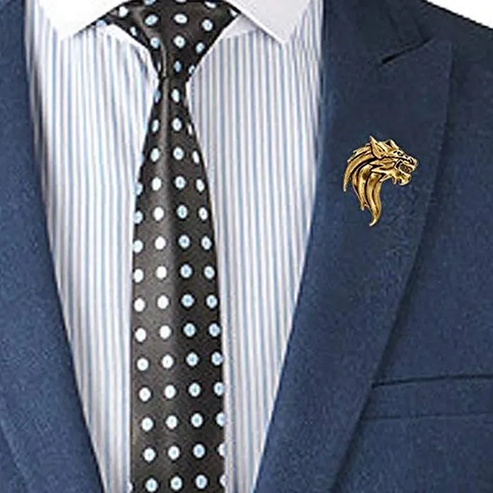 Yellow Chimes Yellow Chimes Brooch for Men and Boys Brooches For Men Gold Toned Lion Face Brooch for Men Birthday Gift for Men and Boys Anniversary Gift for Husband Necklaces