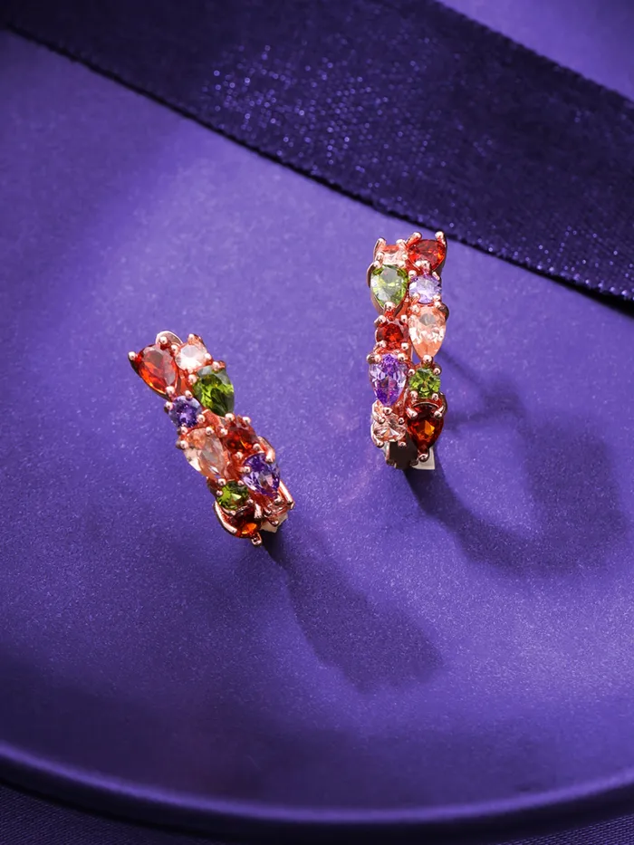 Yellow Chimes Yellow Chimes Clip On Earrings for Women Multicolor Swiss Zircon Rosegold Plated Crystal ClipOn Earrings for Women and Girls Bracelets