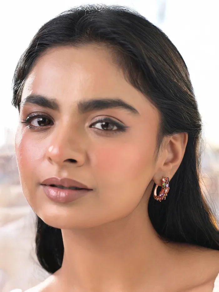 Yellow Chimes Yellow Chimes Clip On Earrings for Women Multicolor Swiss Zircon Rosegold Plated Crystal ClipOn Earrings for Women and Girls Bracelets