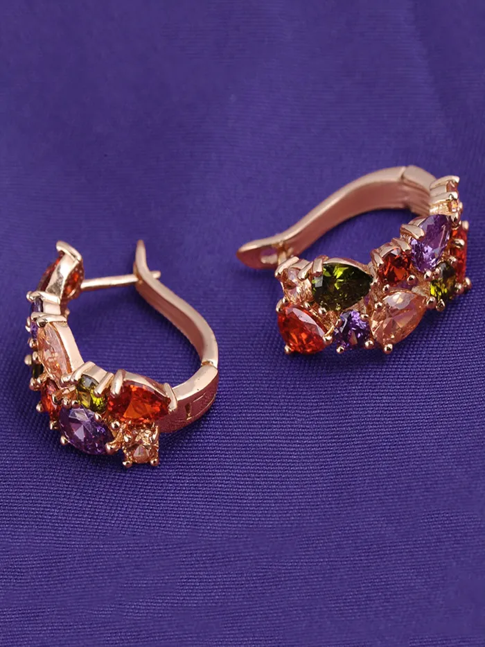 Yellow Chimes Yellow Chimes Clip On Earrings for Women Multicolor Swiss Zircon Rosegold Plated Crystal ClipOn Earrings for Women and Girls Bracelets
