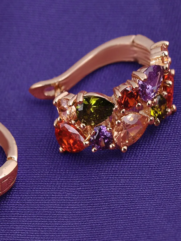 Yellow Chimes Yellow Chimes Clip On Earrings for Women Multicolor Swiss Zircon Rosegold Plated Crystal ClipOn Earrings for Women and Girls Bracelets