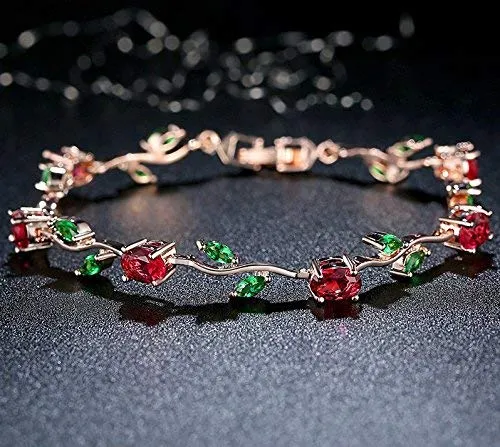 Yellow Chimes Yellow Chimes Combo Bracelets for Women 2 Pcs Latest Floral Swiss Zircons Rosegold Plated Crystal Bracelets Set for Women and Girls Earrings