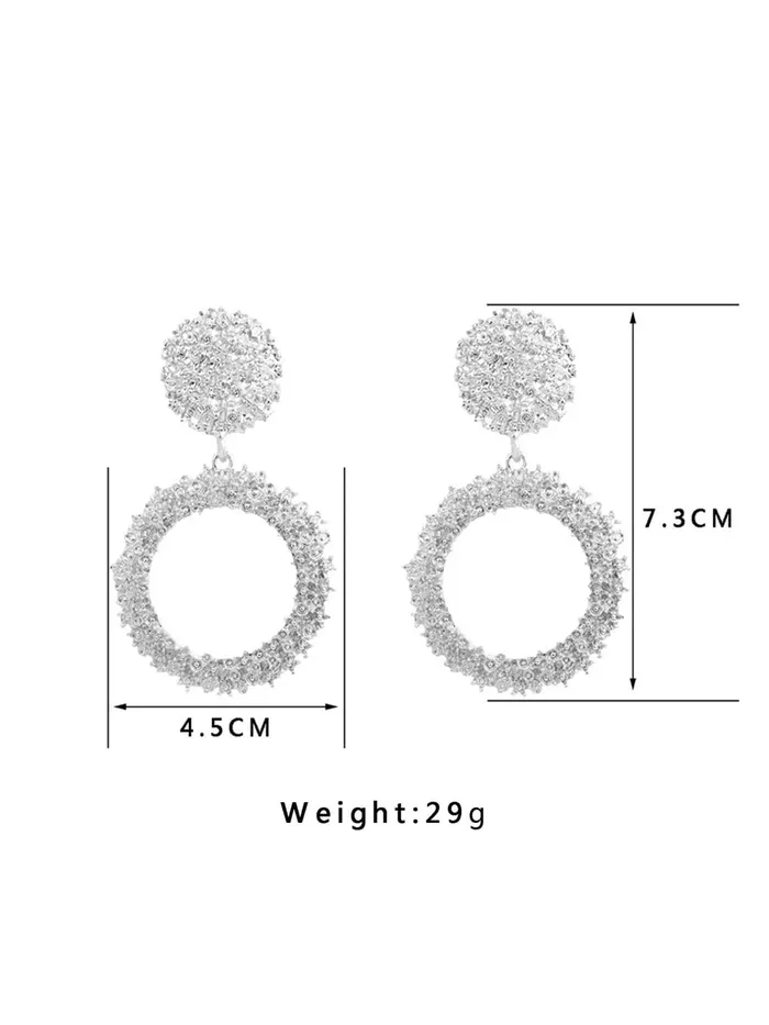 Yellow Chimes Yellow Chimes Drop Earrings for Women SilverPlated Textured Geometric Circle Drop Earrings For Women and Girls Bracelets