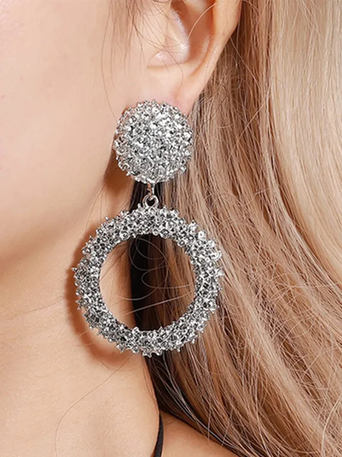 Yellow Chimes Yellow Chimes Drop Earrings for Women SilverPlated Textured Geometric Circle Drop Earrings For Women and Girls Bracelets