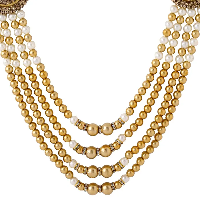 Yellow Chimes Yellow Chimes Dulahmala For Mens Pearl Necklace Jewellery for Groom Dulha Moti Mal Haar For men Rings