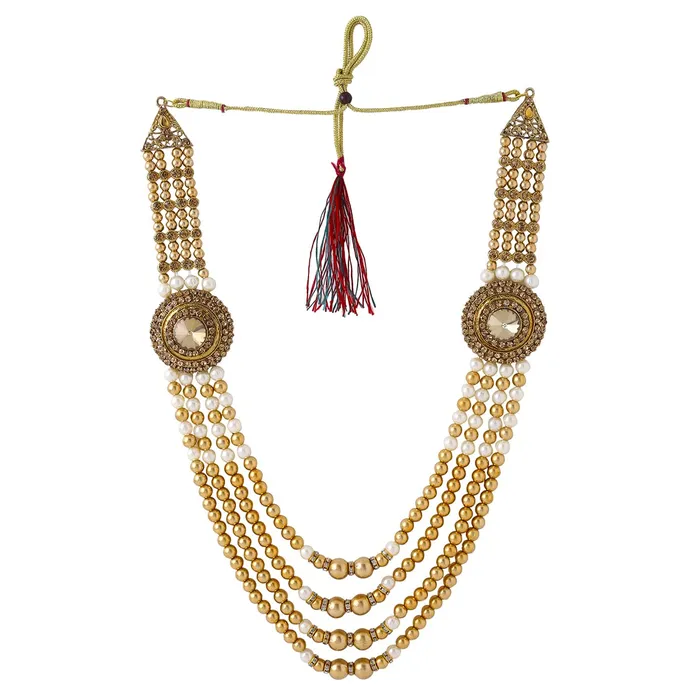 Yellow Chimes Yellow Chimes Dulahmala For Mens Pearl Necklace Jewellery for Groom Dulha Moti Mal Haar For men Rings