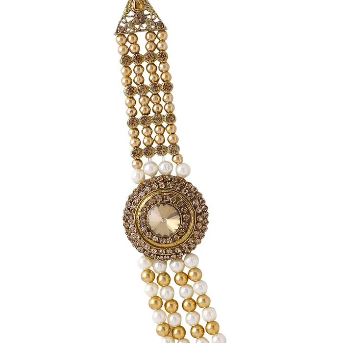 Yellow Chimes Yellow Chimes Dulahmala For Mens Pearl Necklace Jewellery for Groom Dulha Moti Mal Haar For men Rings