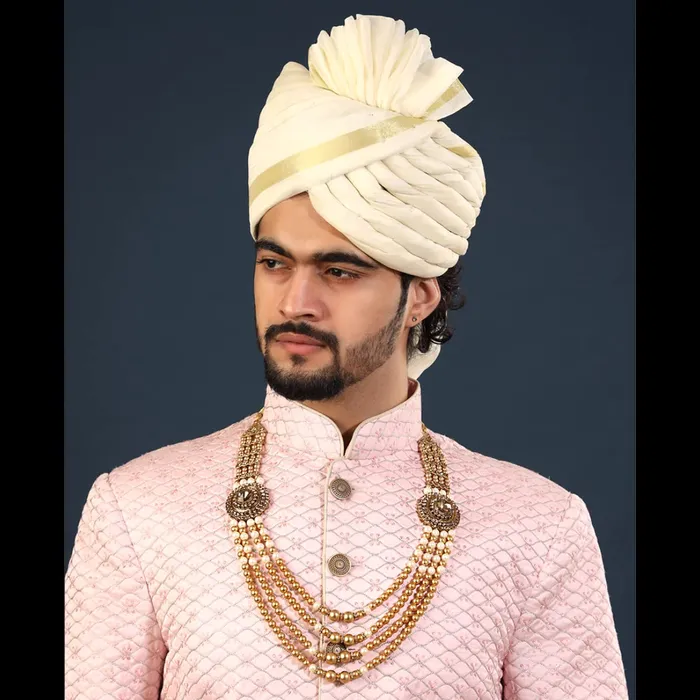 Yellow Chimes Yellow Chimes Dulahmala For Mens Pearl Necklace Jewellery for Groom Dulha Moti Mal Haar For men Rings