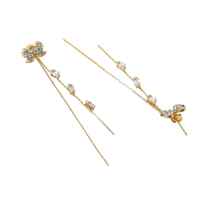 Yellow Chimes Yellow Chimes Earrings For Women Gold Tone Bow Shaped Long Drop Dangle Earrings For Women and Girls Earrings