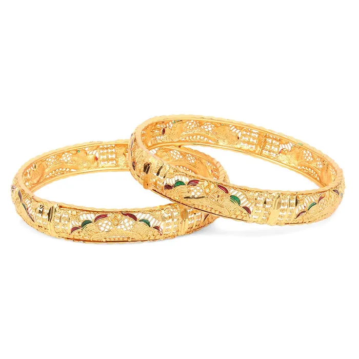 Yellow Chimes Yellow Chimes Ethnic Look Gold Plated Designer Traditional 2 Pcs Bangles Set for Women and Girls 28 Earrings Yellow Chimes Yellow Chimes Ethnic Look Gold Plated Designer Traditional 2 Pcs Bangles Set for Women and Girls 28 Earrings