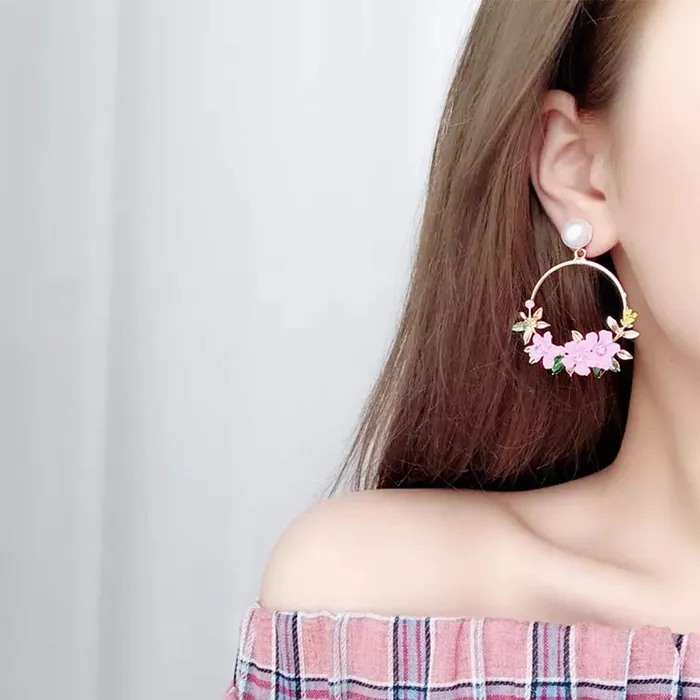 Yellow Chimes Yellow Chimes Exclusive Latest Design Elegant Floral Pearl Circle Party Wear Gold Plated Drop Earrings For Women and Girls Earrings