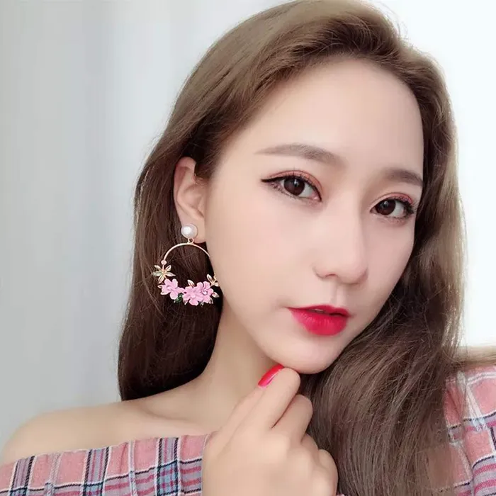 Yellow Chimes Yellow Chimes Exclusive Latest Design Elegant Floral Pearl Circle Party Wear Gold Plated Drop Earrings For Women and Girls Earrings