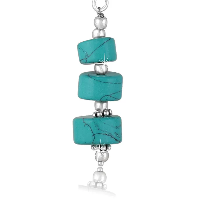 Yellow Chimes Yellow Chimes German Oxidized Silver Ethnic Green Turquoise Quartz Beads Beautiful Handmade Designer Necklace Set with Earrings Jewellery Set for Women and Girls Green Earrings