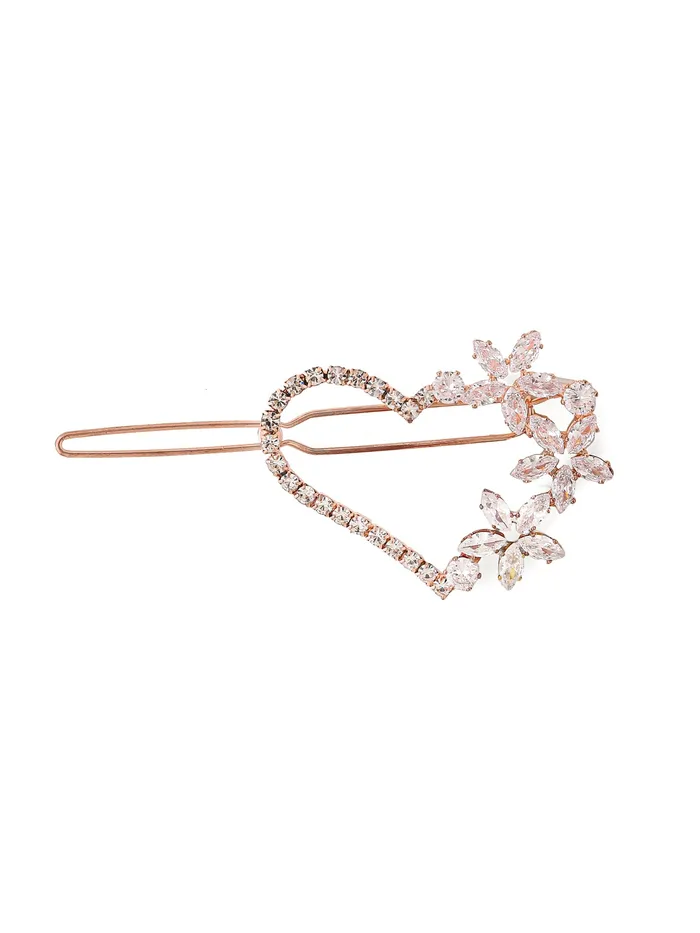 Yellow Chimes Yellow Chimes Hair Clips for Women Girls Hair Accessories for Women Crystal Hair Clip Heart Shaped Hair Pin for Women Silver Hair Pins for Women and Girls Gift For Women Girls Necklaces