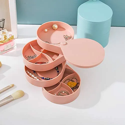Yellow Chimes Yellow Chimes Jewellery Organisers Storage Box Wedding Birthday Gift Box for Women Jewelry Box with Bangles Earrings Organisers Portable 4Layer Rotating Jewelry Organizer Box Necklaces