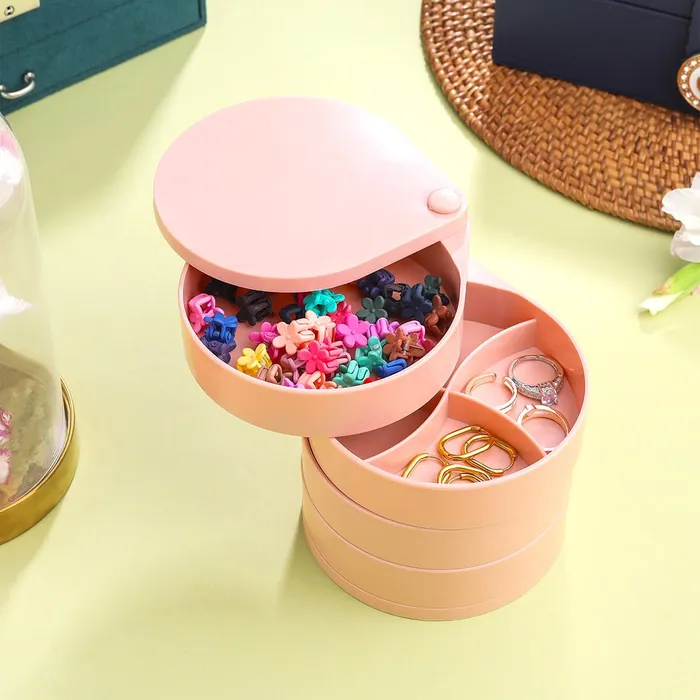 Yellow Chimes Yellow Chimes Jewellery Organisers Storage Box Wedding Birthday Gift Box for Women Jewelry Box with Bangles Earrings Organisers Portable 4Layer Rotating Jewelry Organizer Box Necklaces